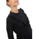 Top plastron volants manches longues noir