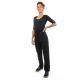 Pantalon avec bretelles taille haute noir face