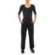 Pantalon avec bretelles taille haute noir zoom
