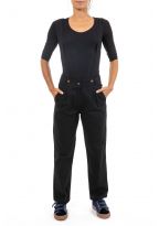 Pantalon avec bretelles taille haute noir zoom