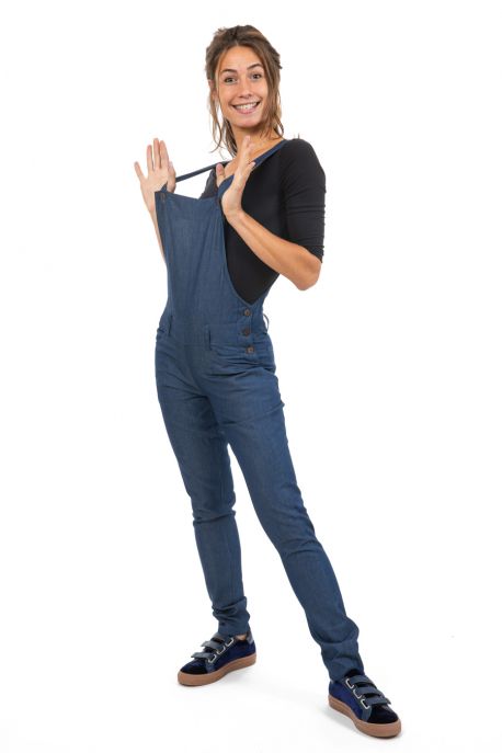 Salopette femme jean denim chic Jiana face