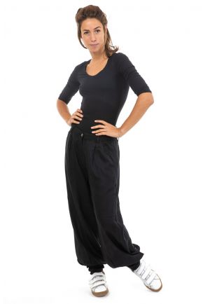 Pantalon fluide noir chic Bagheerah face