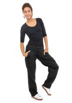Pantalon ample twill doux noir face