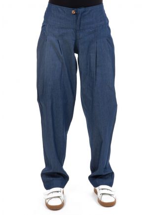 Pantalon large carotte femme denim zoom