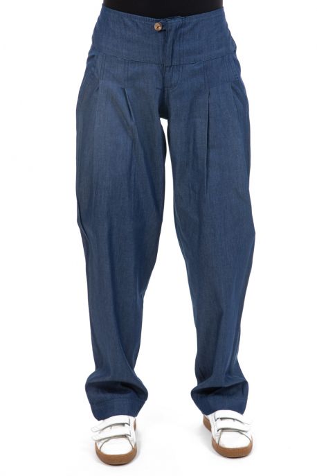Pantalon large carotte femme denim zoom