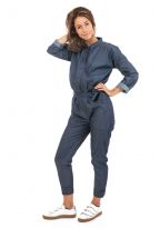 Combinaison denim manches longues avec ceinture face