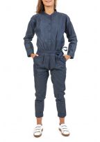Combinaison denim manches longues avec ceinture zoom