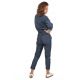 Combinaison denim manches longues avec ceinture