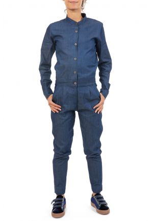 Combinaison jean doux style bleu de travail zoom