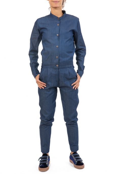 Combinaison jean doux style bleu de travail zoom