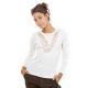 Tee shirt manches longues col V dentelle face