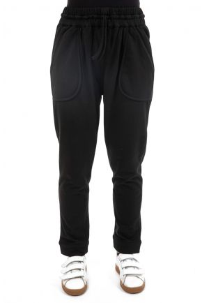 Pantalon jogger noir jersey mixte zoom