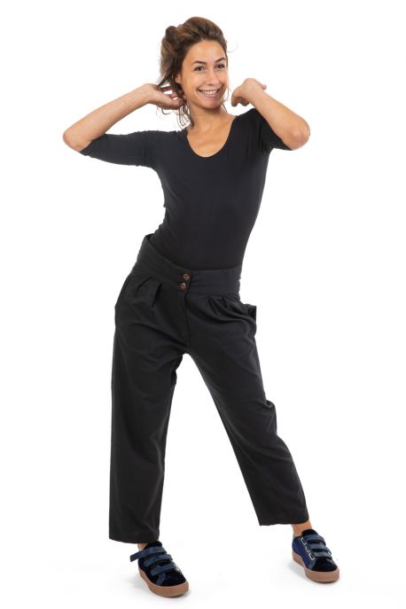 Pantalon femme casual chic noir Jamanah face