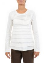 Tee shirt manches longues femme plis ecru zoom