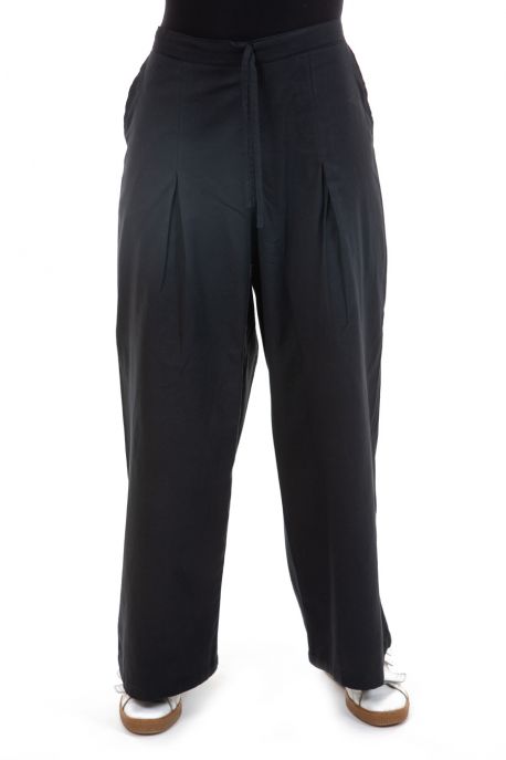 Pantalon large noir pur coton Adhina zoom