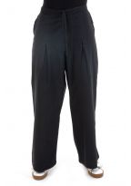 Pantalon large noir pur coton Adhina zoom