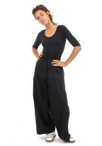 Pantalon large noir pur coton Adhina face