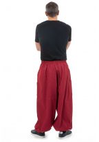 Pantalon sarouel baggy cargo ethnique rouge