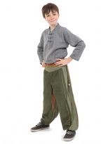 Pantalon aladin enfant green indian sari face