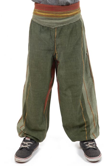 Pantalon aladin enfant green indian sari zoom