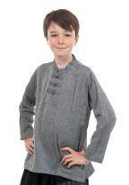 Chemise ethnique enfant col mao grise face