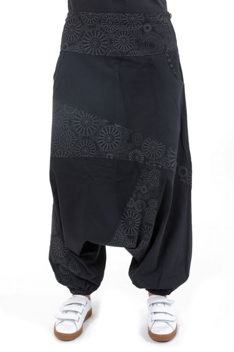 Sarouel imprime noir gris Badala