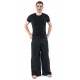 Pantalon mixte large droit basique coton leger noir uni Pyanta