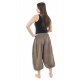 Pantacourt sarouel smocks coton chanvre fonce Hindou
