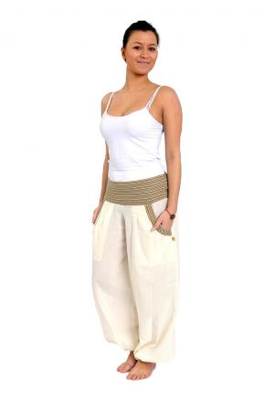 Pantalon aladin ete creme chanvre Ganesh