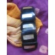 BR904 bracelet resine noir rectangulaire et nacre