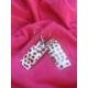 BO308 boucle d oreille coquillage leopard rectangulaire