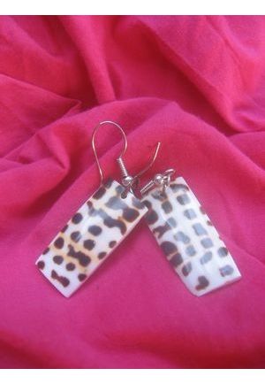 BO308 boucle d oreille coquillage leopard rectangulaire