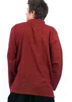 K11521 Chemise homme Col mao nepalaise rouge fonce