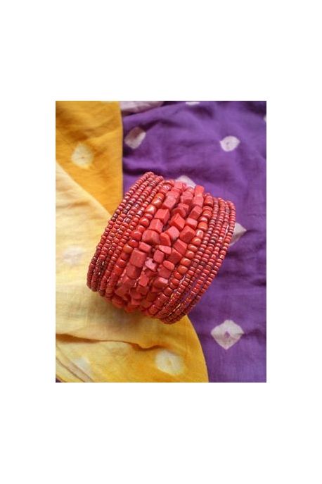 BR209 Bracelet perles de verres et pierres semi-precieuses