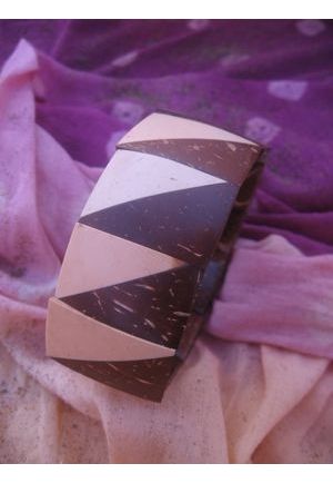 BR413 bracelet coco triangle marron et blanc