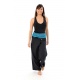 Pantalon pecheur Thai noir rayure turquoise