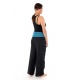 Pantalon pecheur Thai noir rayure turquoise