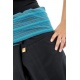 Pantalon pecheur Thai noir rayure turquoise