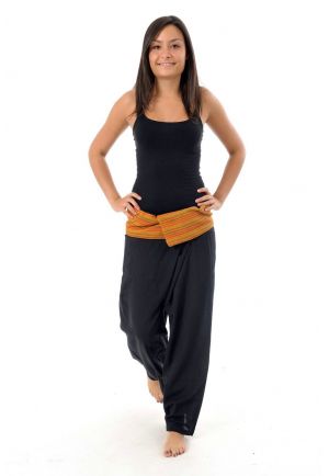 Pantalon Fisherman Thailande Noir rayure orange