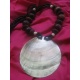 CO659 collier sautoir grosse nacre et perle de bois
