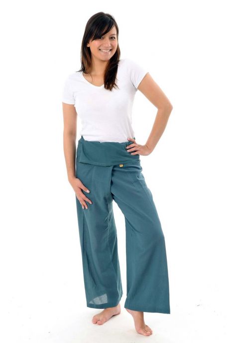 Pantalon Thai gris bleu