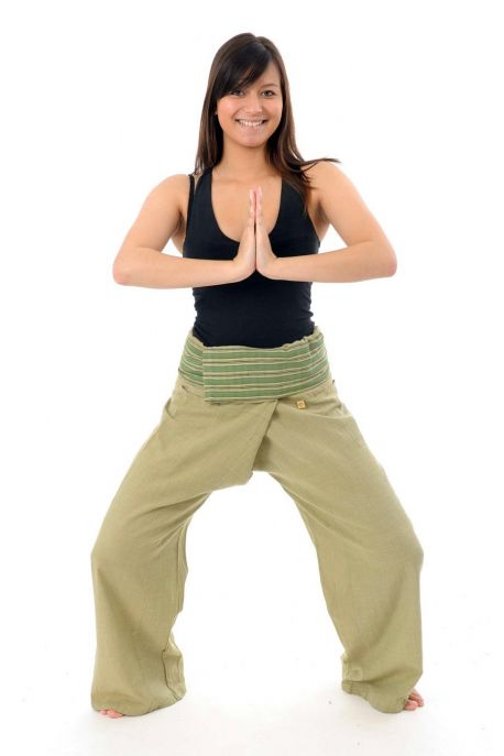 Pantalon Thai Fisherman vert et kaki