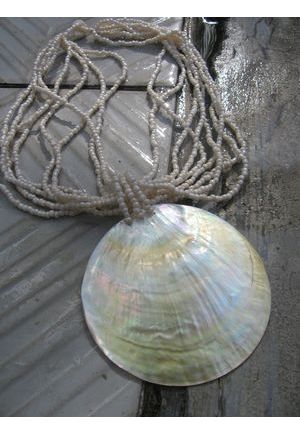 CO651 collier grosse nacre et perle de verre