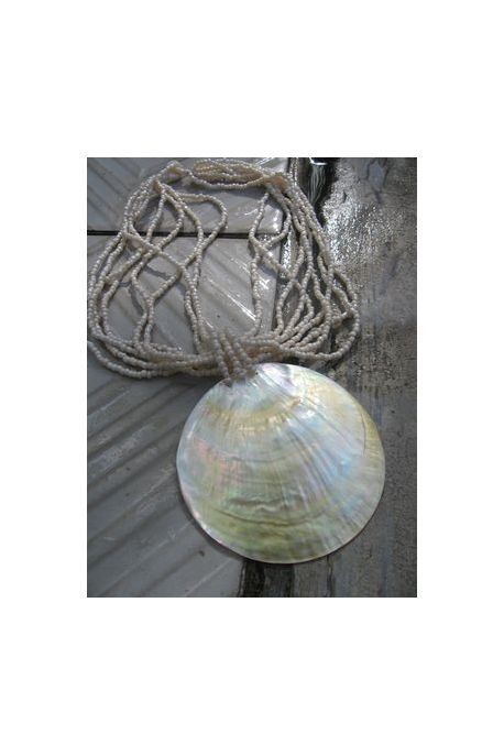 CO651 collier grosse nacre et perle de verre