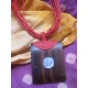 CO114 collier bois rectangle certi de fils et rond de nacre