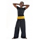 Pantalon Fisherman Thai noir rayure jaune soleil