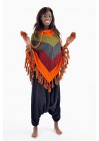 Poncho pure laine douce du Nepal multicolore