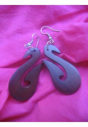 BO142 boucles d oreilles bois S tribal