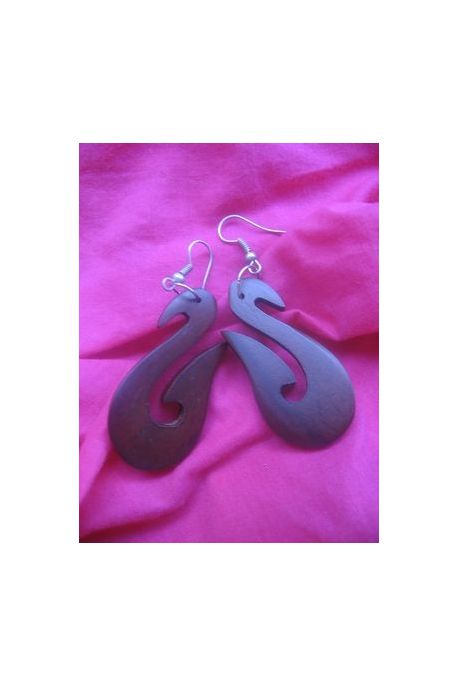 BO142 boucles d oreilles bois S tribal