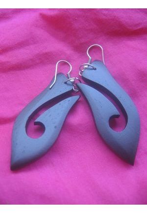 BO152 boucles d oreilles bois bec oiseau
